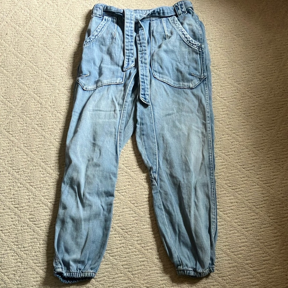 We the Free glitch drop pull on belted jogger boho faded jeans Free People - Picture 3 of 13